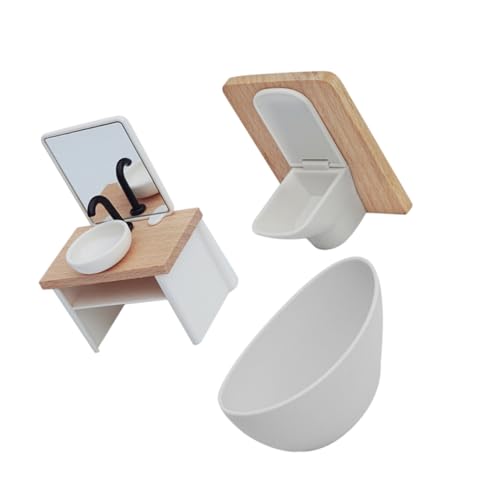 FRCOLOR Puppenhausbadezimmer Miniatur Puppenhaus Toilettenset Badezimmerzubehör Landschaftsdekor Duschraumrequisite Badezimmermöbel Miniaturküche Schlafzimmermöbel Minimöbel Toilette von FRCOLOR