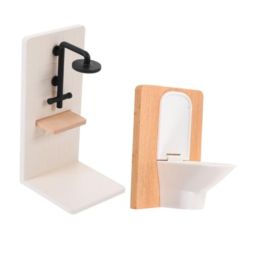 FRCOLOR Miniatur Badezimmer Zubehör mit Toilette und Dusche Realistische Puppenmöbel für Kreatives Rollenspiel und Fantasievolles Kinderspiel von FRCOLOR