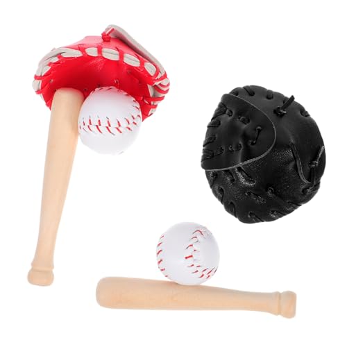 FRCOLOR Miniatur Baseball Handschuh Set Teilig Detailgetreue Sport Miniaturen mit Schläger und Ball Dekoratives Puppenhaus Zubehör Kreatives für Sportfans und Miniaturszenen von FRCOLOR