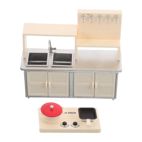 FRCOLOR Miniatur Dollhouse Küche Spielset für Teiliges aus Langlebigem Kunststoff Realistische Miniatur Induktionsherd und Küchenzubehör Sicheres Platzsparendes Rollenspiel von FRCOLOR