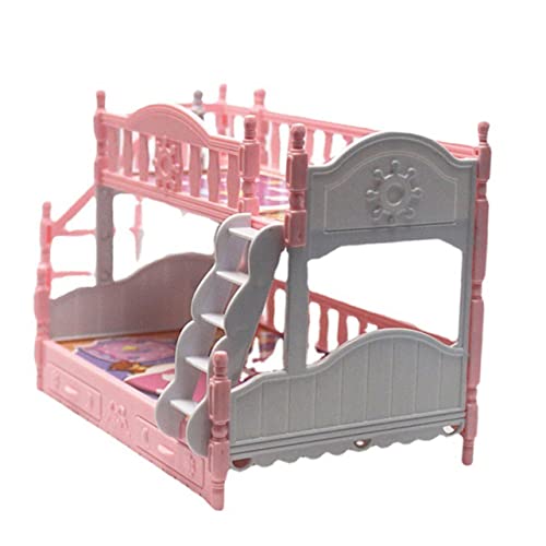 FRCOLOR Miniatur Doppelstockbett Puppenhaus Möbel Miniaturbett Modell Puppenmöbel Zubehör für Mini Haus Dekoration Rosa Design FRCOLOR Miniatur Doppelstockbett Puppenhaus Möbel Miniaturbett Modell Puppenmöbel Zubehör für Mini Haus Dekoration Rosa Design von FRCOLOR