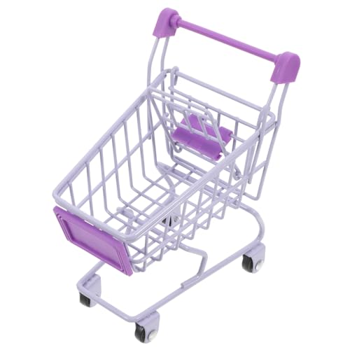 FRCOLOR Miniatur Einkaufswagen aus Kleines für Kompakter Handwagen in Violett Dekorativer Mini Einkaufs Trolley als Puppenhaus Accessoire für Mädchen von FRCOLOR