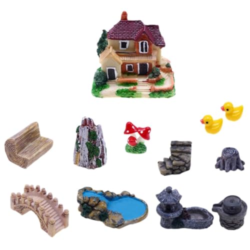 FRCOLOR Miniatur Garten Landschaftsdekoration aus Resin Detailreiche Mikro-szenerie Figuren Vielseitige Miniatur Ornamente für Puppenhaus Feengarten und DIY Gartendeko von FRCOLOR