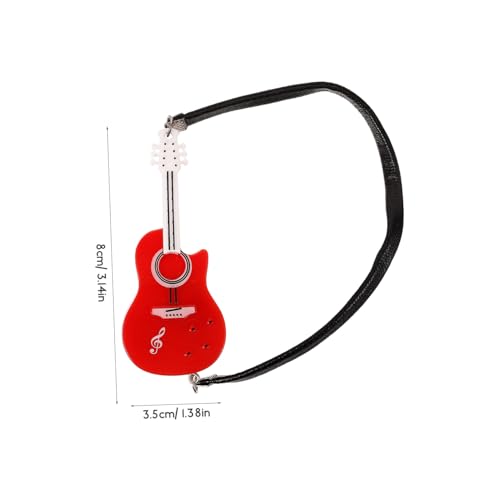 FRCOLOR Miniatur Gitarrenmodell Puppenhaus Zubehör Rote Gitarre als Musikinstrument für Puppen Dekoration und Fotorequisiten Langlebig und Praktisch von FRCOLOR