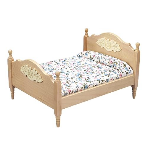 FRCOLOR Miniatur Holz Doppelbett Puppenhaus Möbel Kinderzimmer Simulation Zubehör für Mädchen Robustes Sicheres Mini Kinderbett mit Detailreicher Verarbeitung Fördert Feinmotorik und FRCOLOR Miniatur Holz Doppelbett Puppenhaus Möbel Kinderzimmer Simulation Zubehör für Mädchen Robustes Sicheres Mini Kinderbett mit Detailreicher Verarbeitung Fördert Feinmotorik und von FRCOLOR