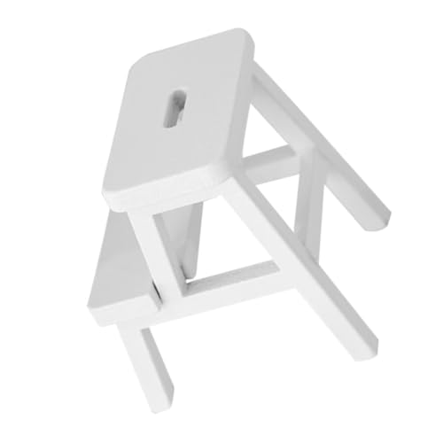 FRCOLOR Miniatur Holz Hocker Puppenhaus Zubehör Miniatur Dekoration Weißer Mini Holzschemel für Puppenhaus DIY Puppenmöbel Bausatz Spielzimmer Figur Deko von FRCOLOR