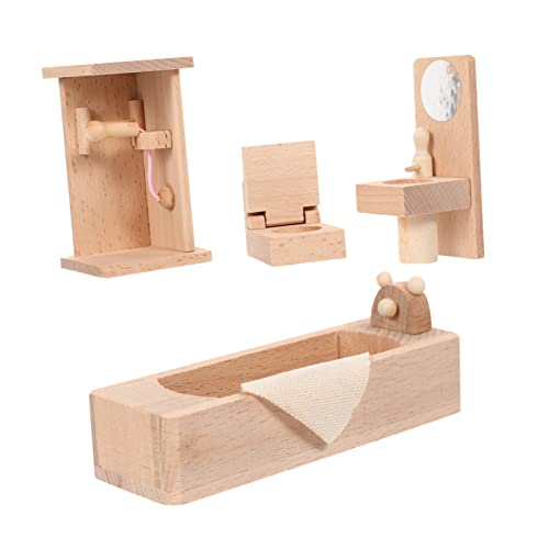 FRCOLOR Miniatur Holz Puppenhaus Badezimmer Möbel Kindgerechtes Sicheres Holzspielzeug Naturfarbene Detailreiche Mini Haus Dekoration für Ab Jahren FRCOLOR Miniatur Holz Puppenhaus Badezimmer Möbel Kindgerechtes Sicheres Holzspielzeug Naturfarbene Detailreiche Mini Haus Dekoration für Ab Jahren von FRCOLOR