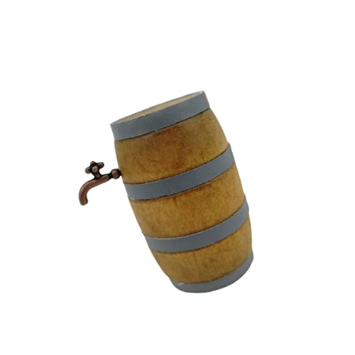 FRCOLOR Miniatur Holzfass mit Wasserhahn Langlebiges Puppenhaus Verarbeitung Stabiler Kleiner Holz Eimer Geeignet als Bar und Schreibtisch Ornament Geruchsneutral und Formbeständig von FRCOLOR