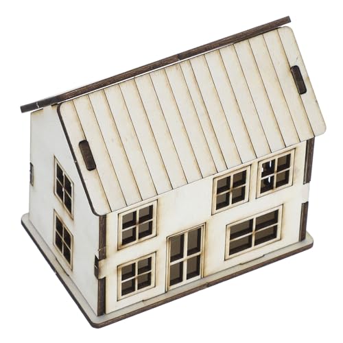 FRCOLOR Miniatur Holzhaus Beige Puzzle Modell Bausatz für Sandtisch Landschaft Miniaturhaus aus Holz Micro Garten Dekoration Handgefertigt Sicher und Vielseitig für Kreative Projekte von FRCOLOR