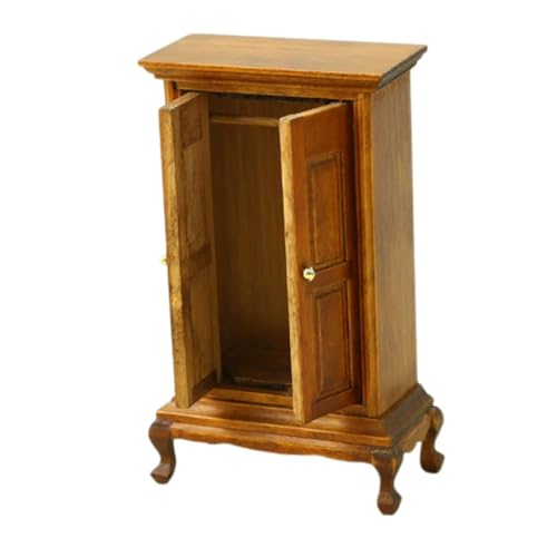 FRCOLOR Miniatur Holzkleiderschrank Puppenhaus Möbel Europäischer Minimalismus Doppeltür Robust Langlebig Für Dekoration Sammler DIY Projekte von FRCOLOR