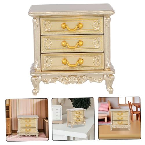 FRCOLOR Miniatur Holzschrank Vintage Miniatur Schlafzimmer Möbel Mini Kommode Bedside Cabinet Puppenhaus Dekoration Kreatives Spiel und Sammlerobjekt Holzmodell von FRCOLOR