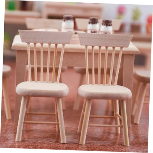 FRCOLOR Miniatur Holztisch und Stühle Set Teiliges Puppenhaus Möbel Zubehör Lebensechte Miniaturmöbel für DIY Dekoration und Puppenstube von FRCOLOR