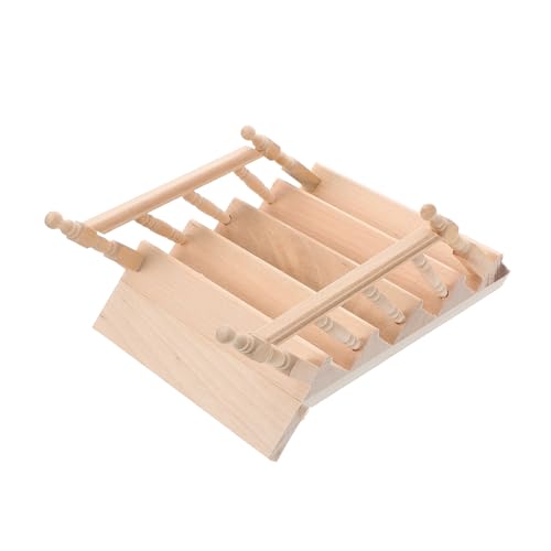 FRCOLOR Miniatur Holztreppe mit Handlauf Realistische Puppenhausmöbel Vielseitig für Basteln Dekoration und Spiel Detailgetreues Miniaturmodell für Kreative Foto Requisiten und von FRCOLOR
