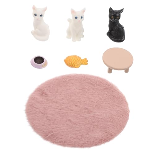 FRCOLOR Miniatur Katzen Figurine Set Teilig Weiche Plüsch Katzen Deko für Puppenhaus Realistische Mikro Landschaft Dekoration Kawaii Haustier Zubehör für und Desktop von FRCOLOR