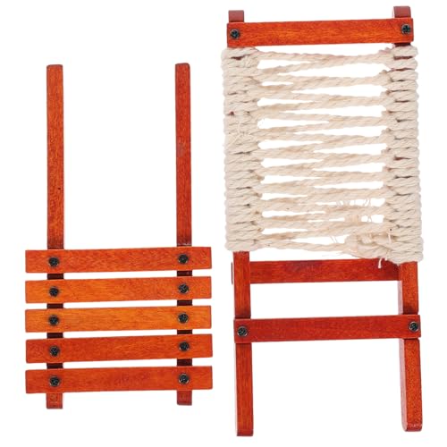 FRCOLOR Miniatur Klappstuhl Puppenhaus Gartenstuhl Deko Miniaturmöbel Modell Holzstuhl für Outdoor Lounge und DIY Bastelbedarf von FRCOLOR