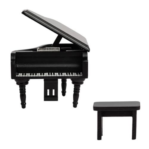 FRCOLOR Miniatur Klavier Modell Schwarz Detailgetreues Puppenhaus Zubehör Dekoratives Mini Piano für Puppenhausmöbel für Miniaturlandschaften und DIY Heimdeko von FRCOLOR
