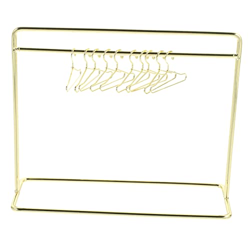 FRCOLOR Miniatur Kleiderbügel für Puppenkleider Teiliges Goldfarbenes mit Kleinem Kleiderständer Sanfte Oberfläche Robust und Platzsparend für Puppenhaus Zubehör von FRCOLOR