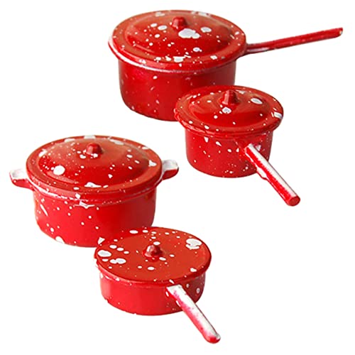 FRCOLOR Miniatur Küchenkochgeschirr Set Teiliges Rotes Emaille Mini Kochgeschirr Bruchsicher Kinderfreundlich Dekorative Puppenhaus Küchenutensilien für Miniaturhäuser von FRCOLOR