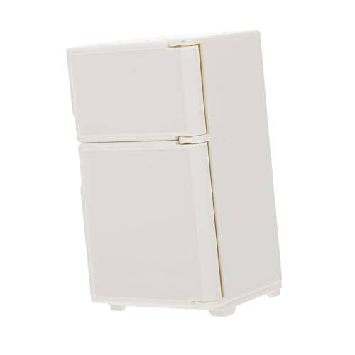 FRCOLOR Miniatur Kühlschrank Weiß Kunststoff Dekorativer DIY Puppenhaus Kühlschrank Kleines Möbelmodell für Mini Haus Einrichtung Langlebiges Miniatur Küchenzubehör für Spielküche von FRCOLOR
