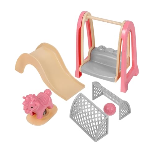FRCOLOR Miniatur Puppenhaus Dekoration mit Realistischer Schaukel Rutsche und Holzpferd Langlebiges für Puppenstubenzubehör zur Kreativen Szenengestaltung von FRCOLOR
