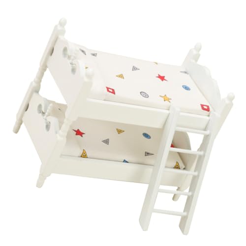 FRCOLOR Miniatur Puppenhaus Doppelstockbett aus Robustem Material Platzsparendes Design Detailreiche Verarbeitung Vielseitig Passend für Verschiedene Puppen und Spielzeuge Praktische von FRCOLOR