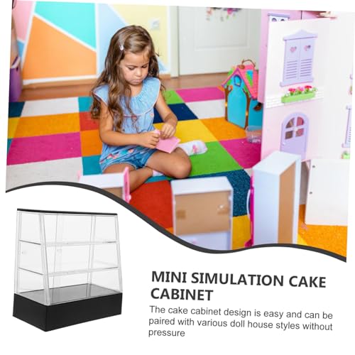 FRCOLOR Miniatur Puppenhaus Kuchen Schrank Miniatur Bäckerei Vitrine Detailgetreuer Mini Laden Schrank Schwarzer Mini Aufbewahrungsschrank für Puppenmöbel Dekoration für Puppenhaus von FRCOLOR