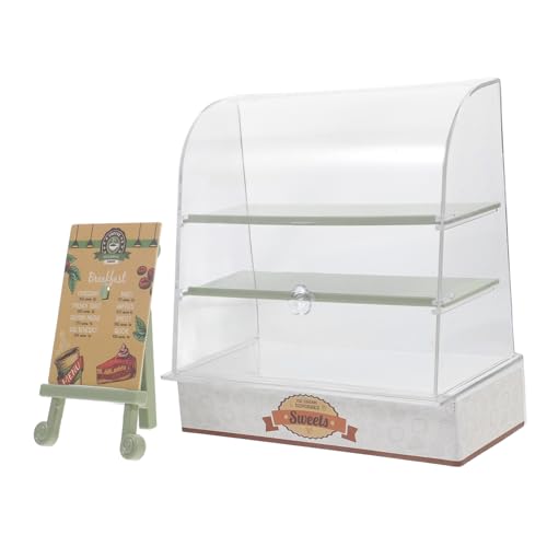 FRCOLOR Miniatur Puppenhaus Kuchen Schrank aus Abs Langlebig und Bruchsicher Dekoratives Miniaturmöbel für Puppenhaus Zubehör Realistisches Kuchenregal Küche und Bäckerei Grün von FRCOLOR