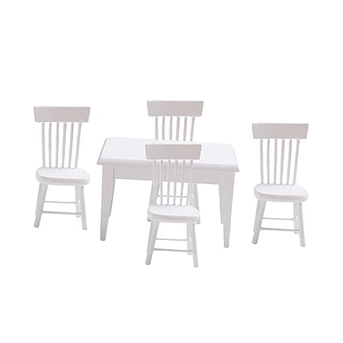 FRCOLOR Miniatur Puppenhaus Möbel Set Teilig Weißer Tisch Stühle Modell Holz DIY Bastel Zubehör für Puppenhaus Dekoration und Sammler FRCOLOR Miniatur Puppenhaus Möbel Set Teilig Weißer Tisch Stühle Modell Holz DIY Bastel Zubehör für Puppenhaus Dekoration und Sammler von FRCOLOR