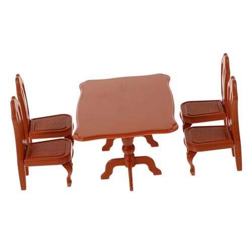 FRCOLOR Miniatur Puppenhaus Möbel Set Tisch Stühle Langlebige Stuhl Spielhaus Zubehör Realistische Miniatur Esszimmermöbel für Sammler von FRCOLOR