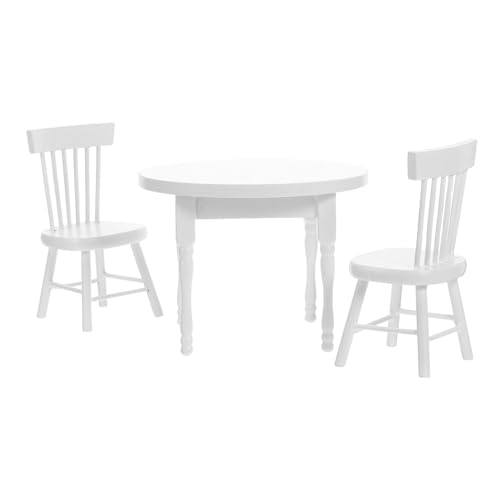 FRCOLOR Miniatur Puppenhaus Möbel Set Weiß Holz Miniatur Esstisch und Stühle Handgefertigte Kleine Möbel für Puppenhaus Dekoration Esszimmer Zubehör FRCOLOR Miniatur Puppenhaus Möbel Set Weiß Holz Miniatur Esstisch und Stühle Handgefertigte Kleine Möbel für Puppenhaus Dekoration Esszimmer Zubehör von FRCOLOR