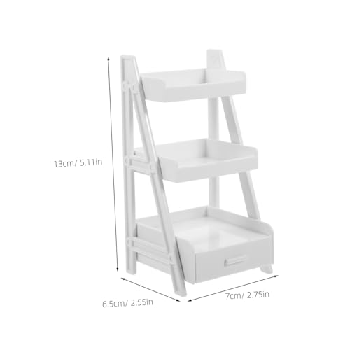 FRCOLOR Miniatur Puppenhaus Regal Weiß Stöckiges Aufbewahrungs und Blumenständer Modell Handgefertigt für Puppenhaus Zubehör Dekoratives Display für Spielwelten Robustes Modellmöbel von FRCOLOR