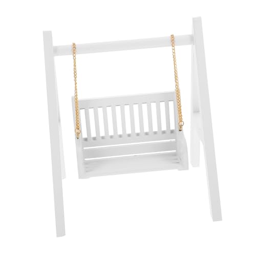 FRCOLOR Miniatur Puppenhaus Schaukel Weiß Dekoratives Puppenhaus Zubehör Kompakte Mini Schaukel für DIY Basteln Geschenkidee für Verspieltes Möbelstück für Puppenhäuser von FRCOLOR