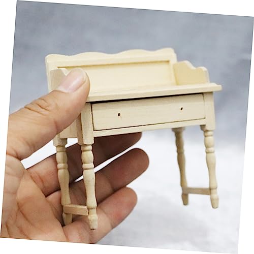 FRCOLOR Miniatur Puppenhaus Schreibtisch DIY Holzmodell Miniaturmöbel Halbrunder Tisch Kindermöbel für Puppenhaus Dekoration Handgefertigt Sicher und Tragbar von FRCOLOR