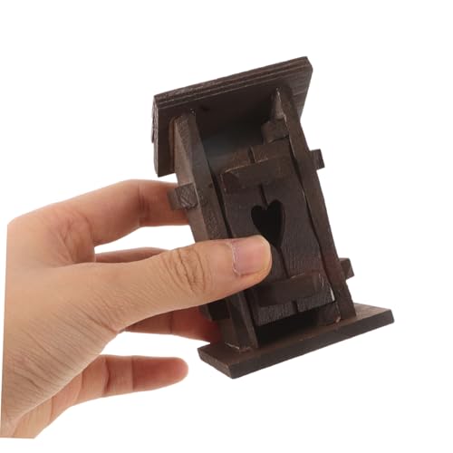 FRCOLOR Miniatur Puppenhaus Toilettenhäuschen aus Holz DIY Tiny Home Gartenfigur Realistisches Detailliertes Puppenhaus Zubehör für Kreative Bastelprojekte von FRCOLOR
