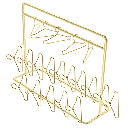 FRCOLOR Miniatur Puppenkleiderbügel Set Teilig Goldfarbener Kleiderständer mit Kleinen Puppenhängern Platzsparend für Puppenkleidung und Outfits Übersichtliche Aufbewahrung und von FRCOLOR