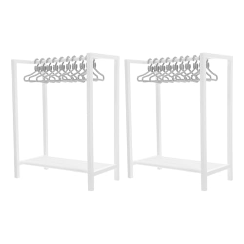 FRCOLOR Miniatur Puppenkleiderständer mit Kleiderbügeln Weißer Realistischer Puppenmöbel Organizer für Aufbewahrung und Präsentation von Puppenkleidern im Puppenhaus von FRCOLOR