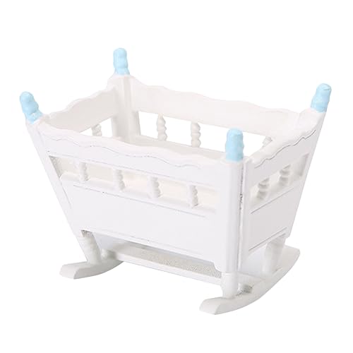 FRCOLOR Miniatur Puppenwiege Miniaturbett für Puppenhaus Realistisches Langlebiges Mini Puppenmöbel Geeignet Dekoration für Kinderzimmer und Puppenhäuser von FRCOLOR