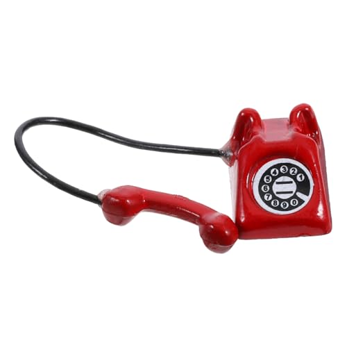 FRCOLOR Miniatur Retro Telefon Modell Puppenhaus Zubehör Vintage Mini Telefon Figurine Rotes Puppenmöbel für Kreative Rollenspiele und Gartendeko von FRCOLOR