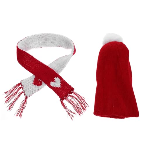 FRCOLOR Miniatur Schal und Gestrickte Weihnachtsmütze Weicher Puppen Schal mit Schneemann Hut Niedliches Teiliges für DIY Basteln und Festliche Dekoration von FRCOLOR