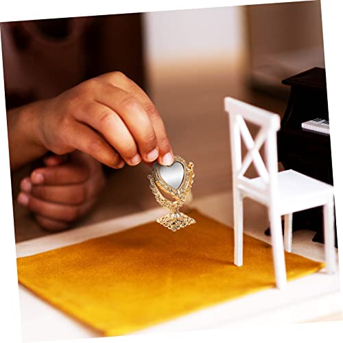 FRCOLOR Miniatur Spiegelset Goldfarben Puppenhaus Miniaturspiegel mit Herzform Detailreiche Dekoration für Puppenhaus DIY Bastelset Geeignet für Wohn und Schlafzimmer Dioramen von FRCOLOR