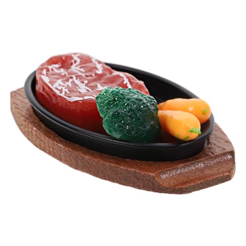 FRCOLOR Miniatur Steak Modell Realistisch Gestaltet Robustes Material Langlebig Puppenhaus Zubehör Spielküche Dekoration Kreatives Miniatur Essen für Sammler von FRCOLOR