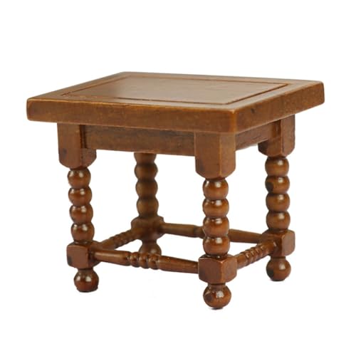 FRCOLOR Miniatur Teetisch aus Birkenholz Handgefertigtes Miniaturmöbel Realistische Puppenhaus Dekoration Vielseitiges Mini Haus Accessoire für DIY und Fotorequisiten von FRCOLOR