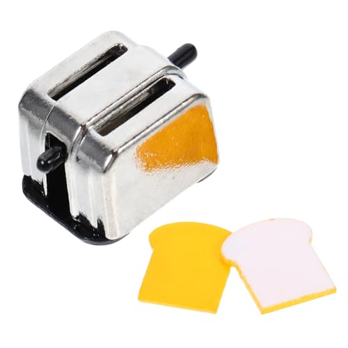 FRCOLOR Miniatur Toastmaschine Modell aus Zinklegierung Puppenhaus Küchenzubehör mit Zwei Brotmotiven für Kreative Spielwelten und Dekoration Lebensmittelechtes Design von FRCOLOR