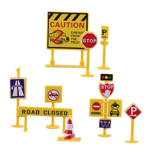 FRCOLOR Miniatur Verkehrsbarrieren Verkehrszeichen Simulation Straßenverkehr Lernspielzeug für Verkehrssicherheit und Eltern Junge Mädchen Interaktion von FRCOLOR