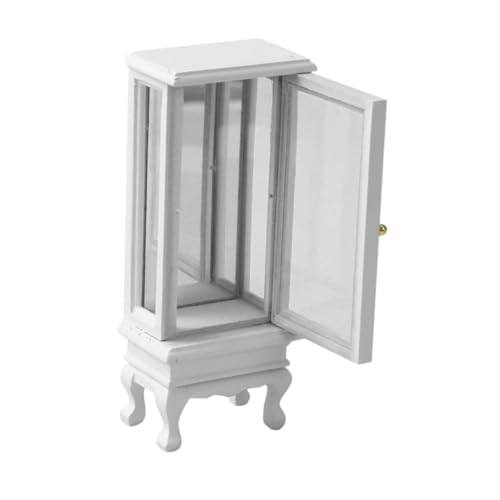 FRCOLOR Miniatur Vitrine für Puppenhausmöbel Weißer Schrank für Wohnräume Schlafzimmer und Studienräume Platzsparendes Design Robust für Kleine Räume von FRCOLOR
