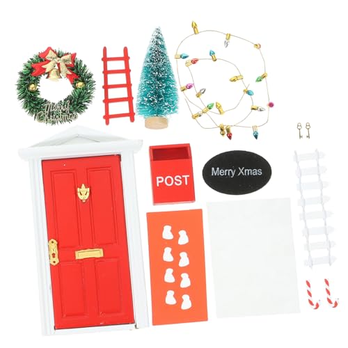 FRCOLOR Miniatur Weihnachts Deko Teilig DIY Puppenhaus Mini Türkranz Rot Sichere Materialqualität Feine Verarbeitung für Miniatur Hausmodell und Home Decor von FRCOLOR