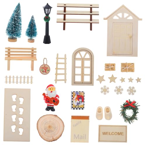 FRCOLOR Miniatur Weihnachtsdeko für Puppenhaus Liebevolle Micro-Szene Figuren Stabile Xmas Tischdeko mit Niedlichen Mini Ornamenten für Bonsai Micro-Landschaft und Weihnachtsbaum Zubehör von FRCOLOR