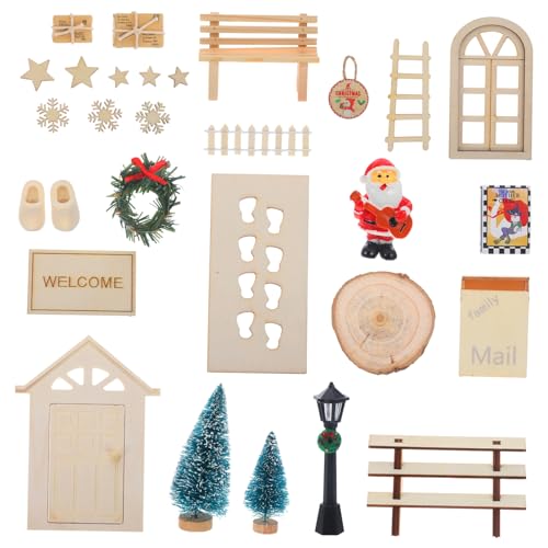 FRCOLOR Miniatur Weihnachtsgarten Stabile Weihnachtsdekoration für Puppenhaus Langlebiges Xmas Accessory Einfach zu Platzierende Miniatur Weihnachtsfigur Festliche Mikro Landschaft für von FRCOLOR
