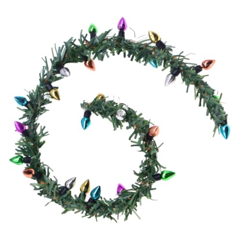FRCOLOR Miniatur Weihnachtskranz mit Lichterkette Detailgetreuer Rattan Deko Langlebiges Kunststoffmaterial Stimmungsvolle Puppenhausbeleuchtung Vielseitige Weihnachtsdeko für Puppenstube von FRCOLOR