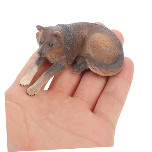 FRCOLOR Miniatur Wolf Modell aus Kunststoff Detailgetreue Wildtier Figur Liegender als Realistisches Tiermodell für Dekoration und Pädagogisches von FRCOLOR